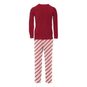 KicKee Pants Strawberry Candy Cane Stripe Men's L/S Pajama Set