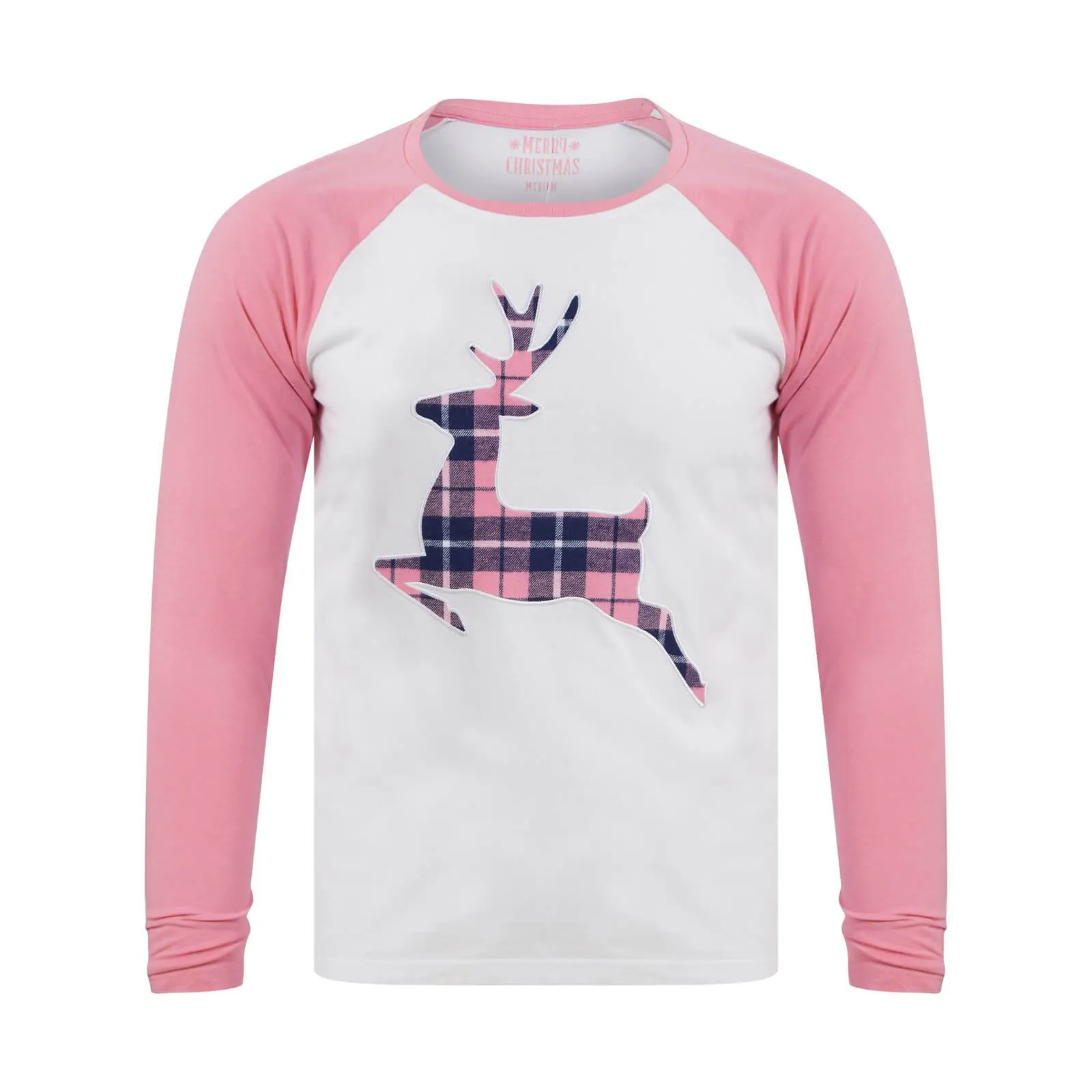 Kids Christmas Pyjama Set Stag/Reindeer Pink Red