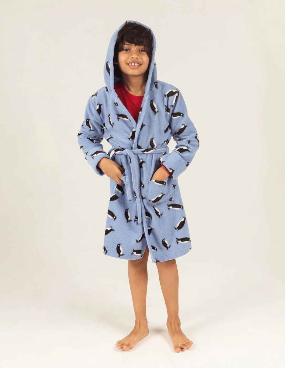 Kids Fleece Hooded Penguin Robe