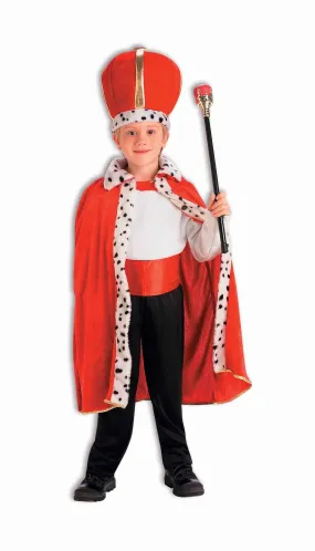 Kids Red King Robe and Crown Costume Set