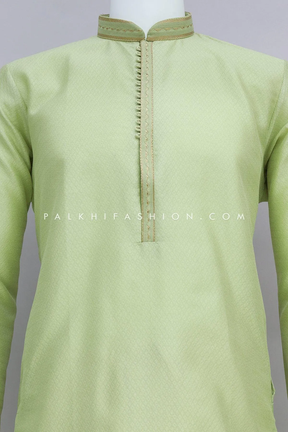 Light Green Soft Silk Men's Kurta Pajama