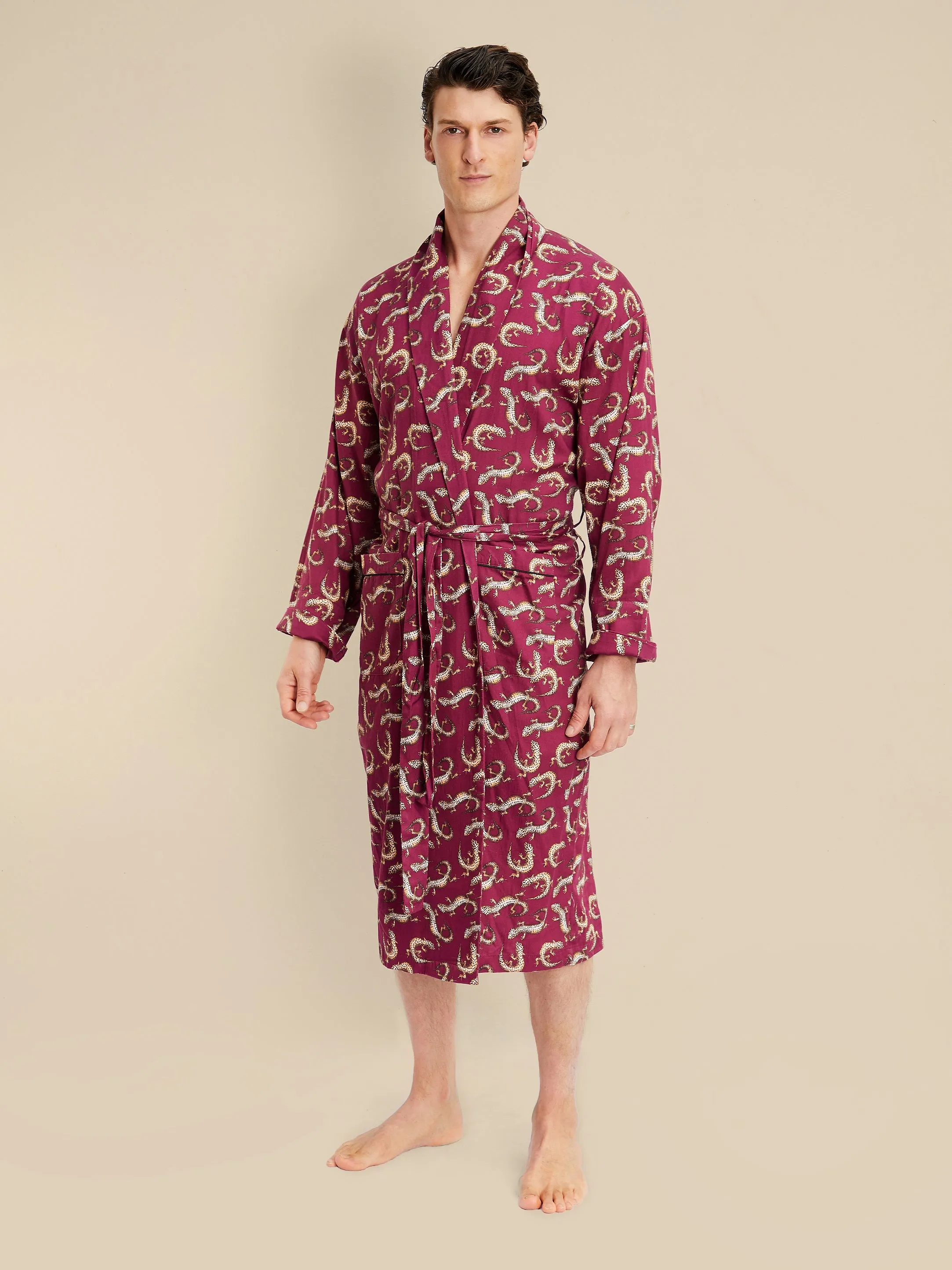 Lightweight Men's Robe - Gekko Claret