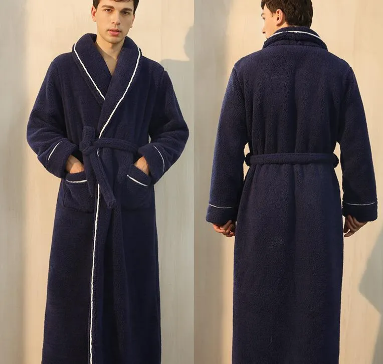 Luxurious Men's Bathrobe Comfort Cotton Velvet Nightgown High Water Absorbency Bathrobe Kimono Robe