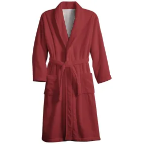 Mens Belt Carmine Solid Color Fleece Lounge Robe