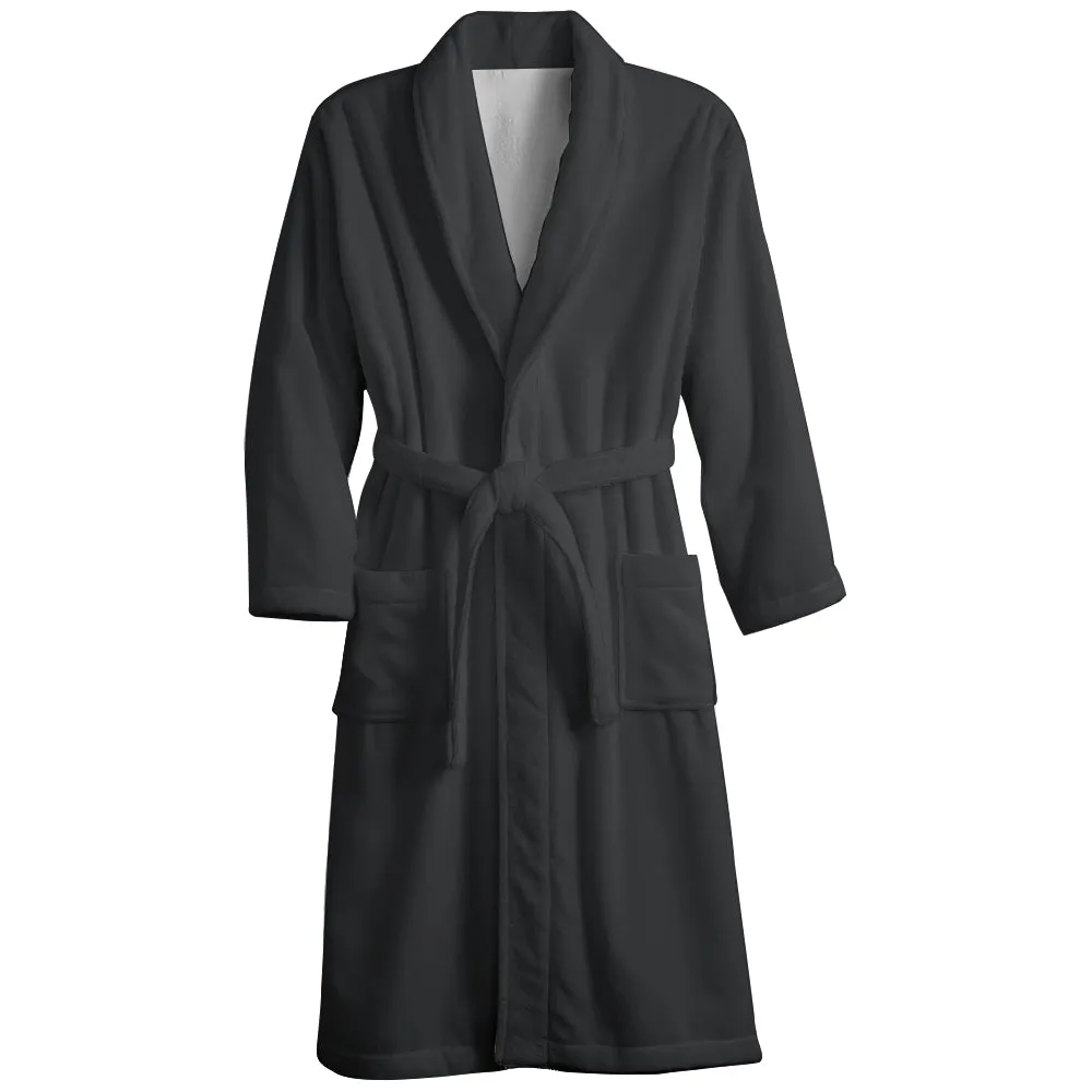 Mens Belt Dark Gray Solid Color Fleece Lounge Robe