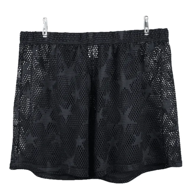 Men's Breathable Star Embroidered See Through Mesh Home Shorts