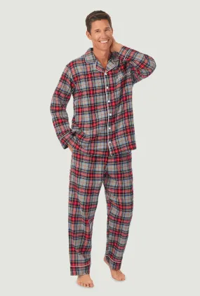 Mens Grey Plaid Flannel Pajama