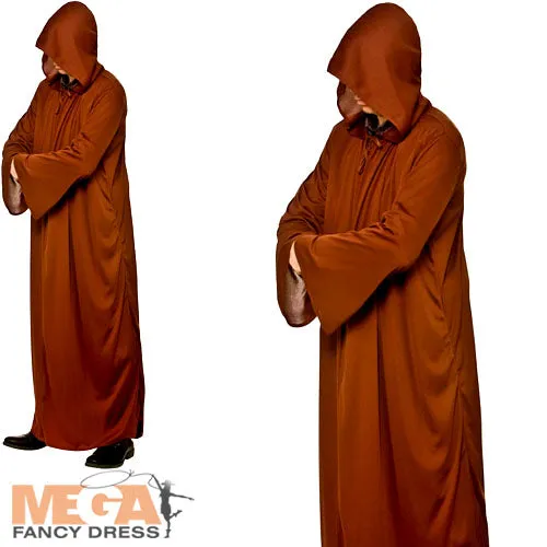 Men's Halloween Cult Brown Hooded Robe Costume Accessory