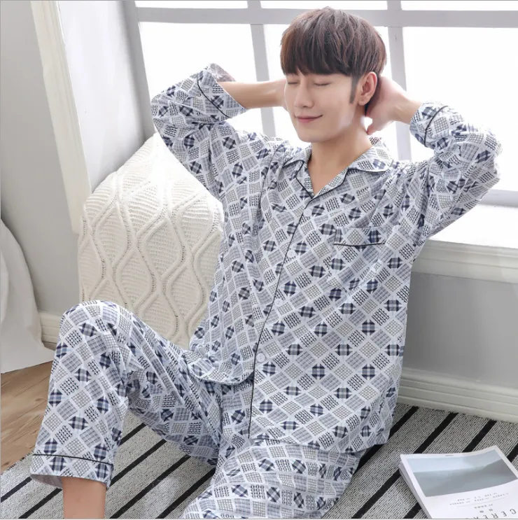 Men's knitted cotton home service suit