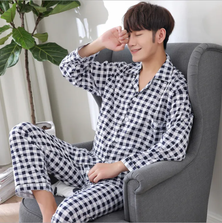 Men's knitted cotton home service suit