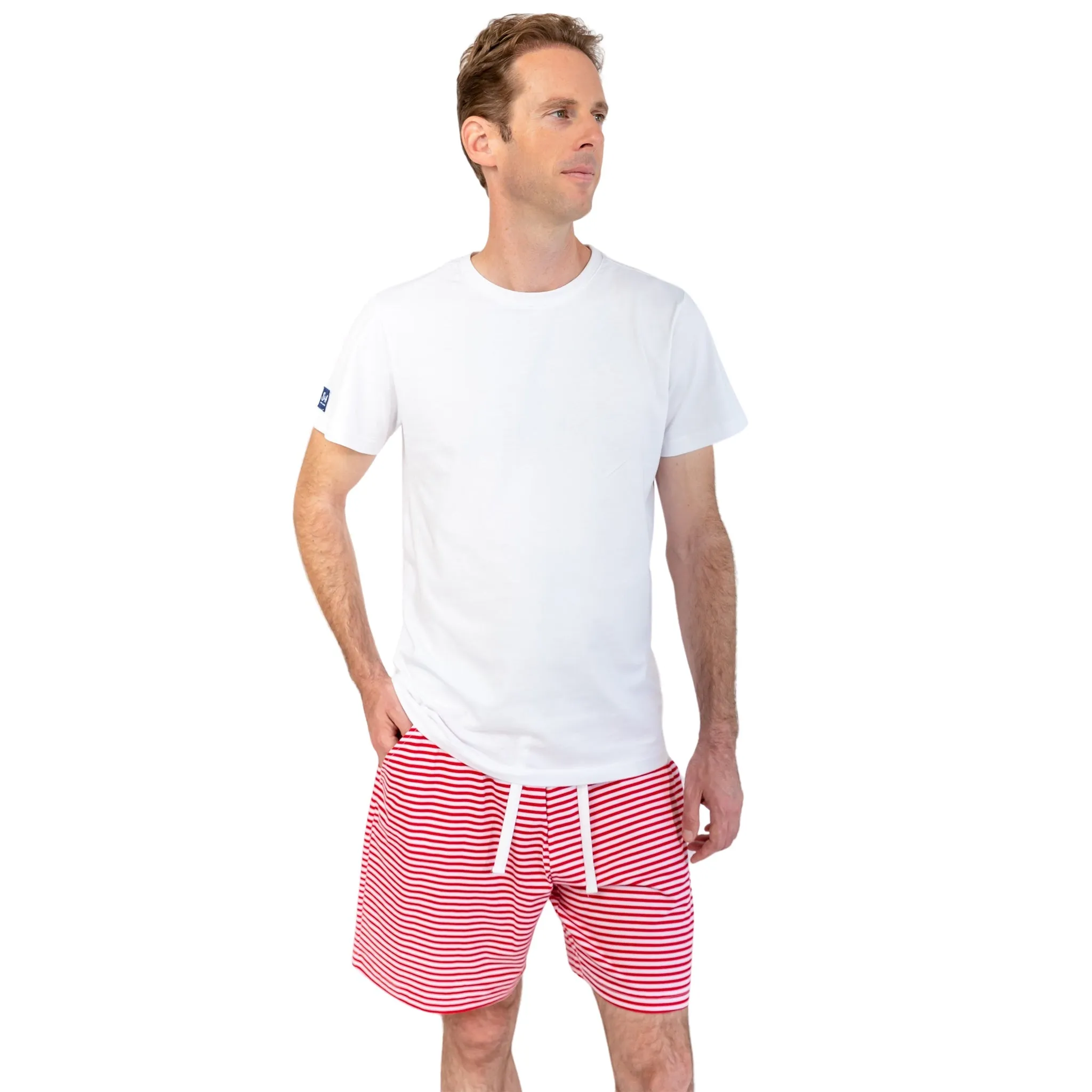 Men's Red Stripe Jersey Sleep Shorts