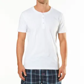 Men's Short Sleeve Henley Tee - White