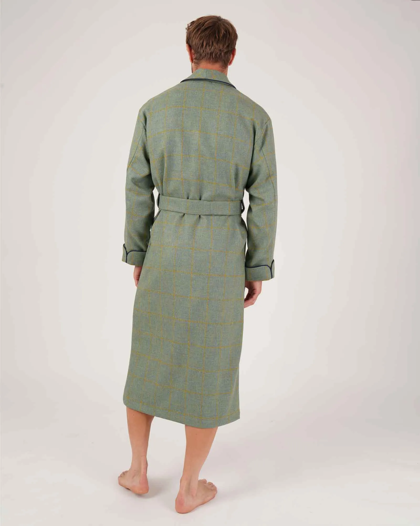 Men's Silk-Lined Wool Robe - Petworth Check