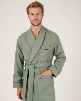 Men's Silk-Lined Wool Robe - Petworth Check