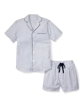 Men's Twill Pajama Short Set | Navy French Ticking