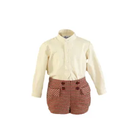 Miranda AW24 - Boys Red Check Shorts with Matching Cream Shirt 147-23