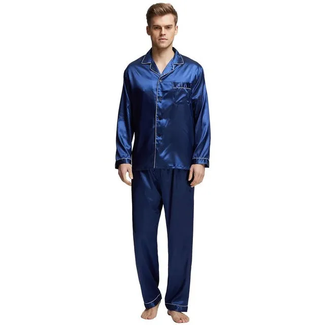 Modern Style Men'S Stain Silk Sleepwear Pajama Set