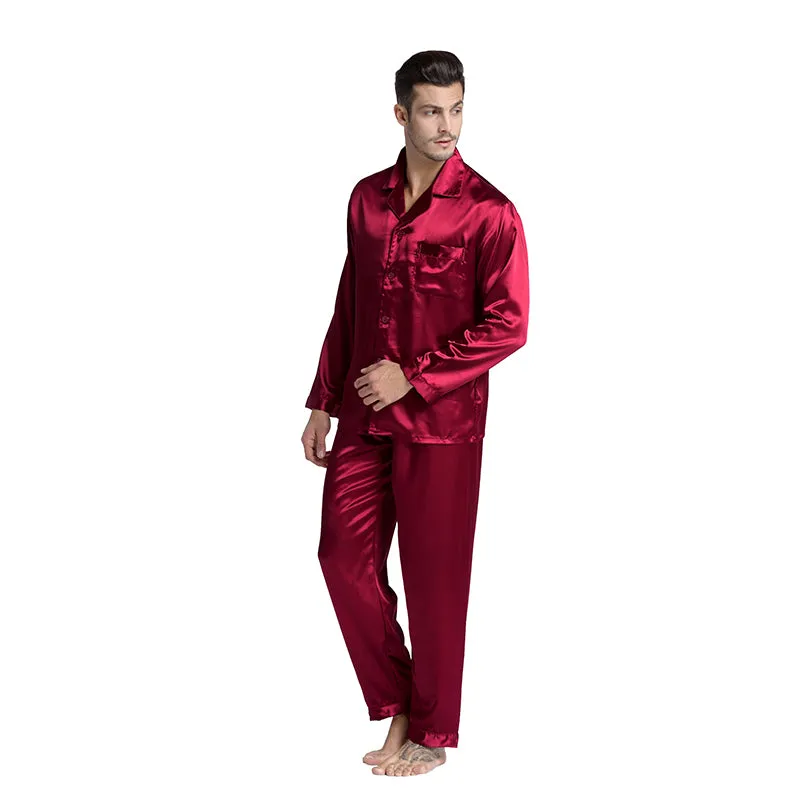 Modern Style Men'S Stain Silk Sleepwear Pajama Set