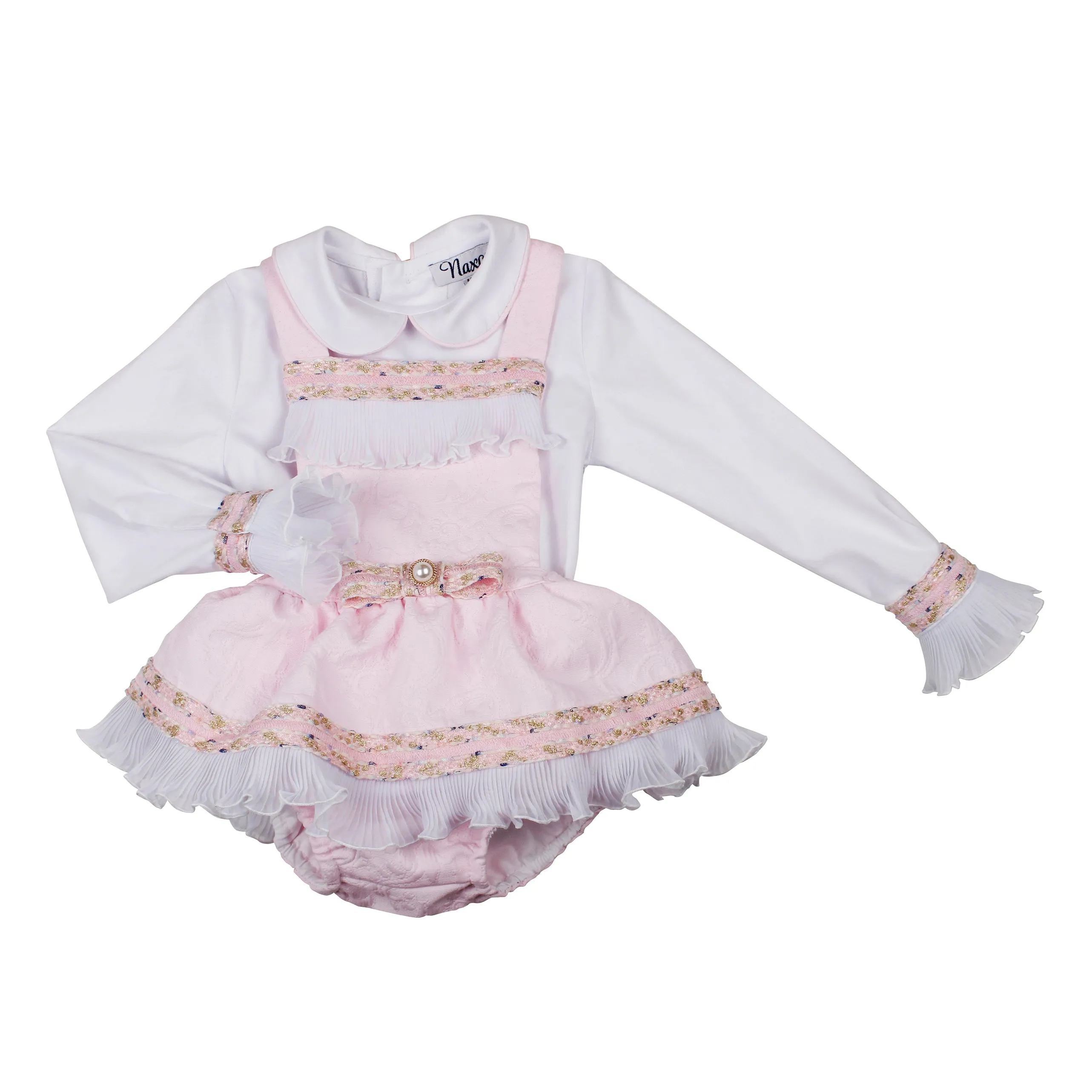 Naxos AW24 - Baby Girls Pink Damask Romper Set 7408