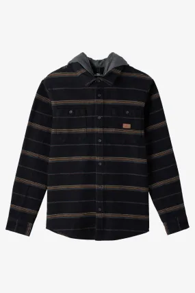 O'Neill Landmarked Stripe Hooded Flannel Shirt-Black