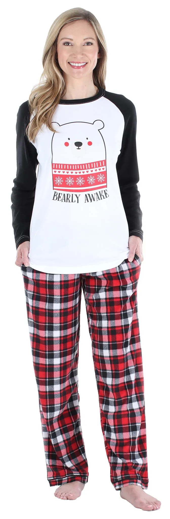 Our Family Pjs Christmas Family Matching Fleece Red & Black Plaid Pajama Sets