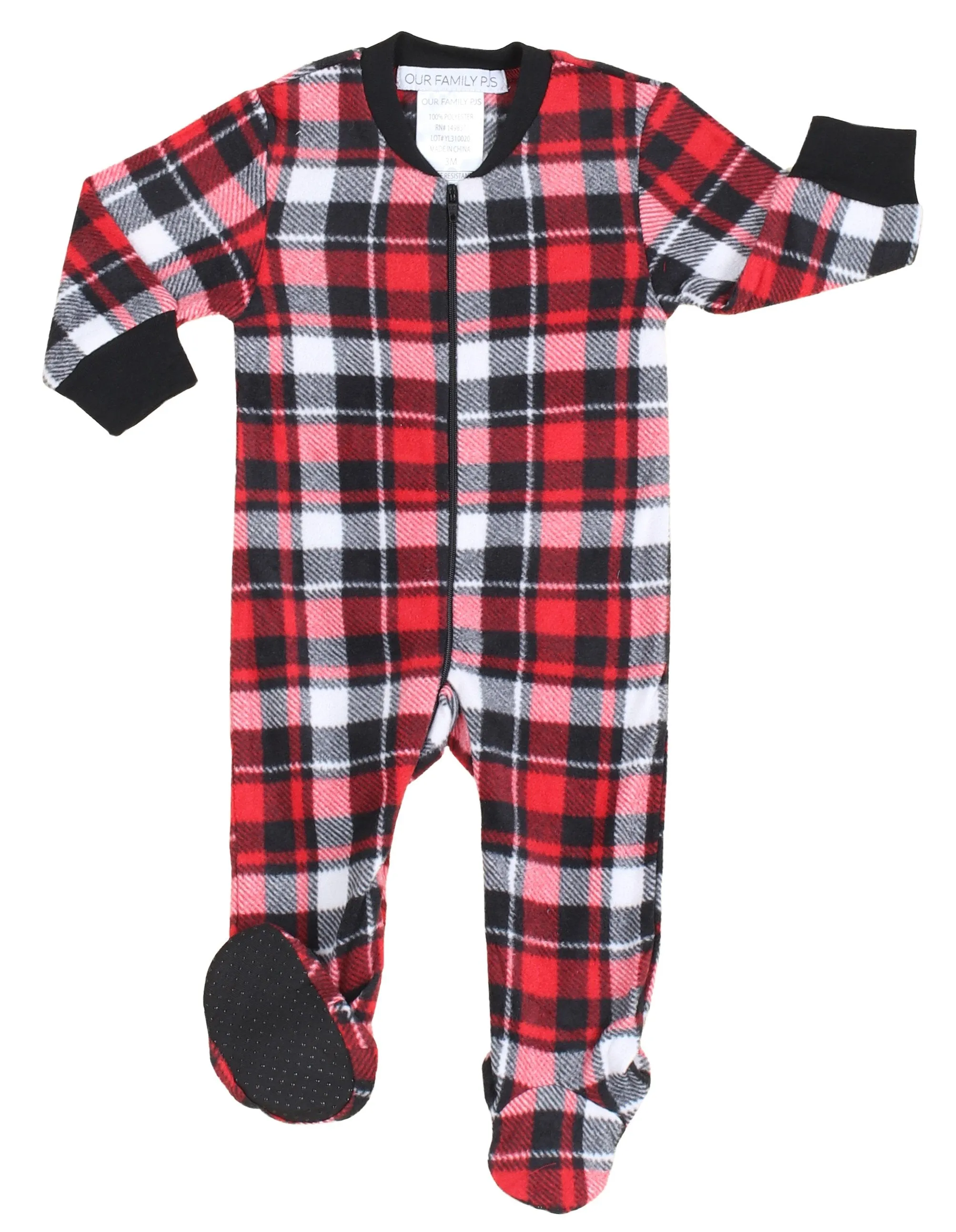 Our Family Pjs Christmas Family Matching Fleece Red & Black Plaid Pajama Sets