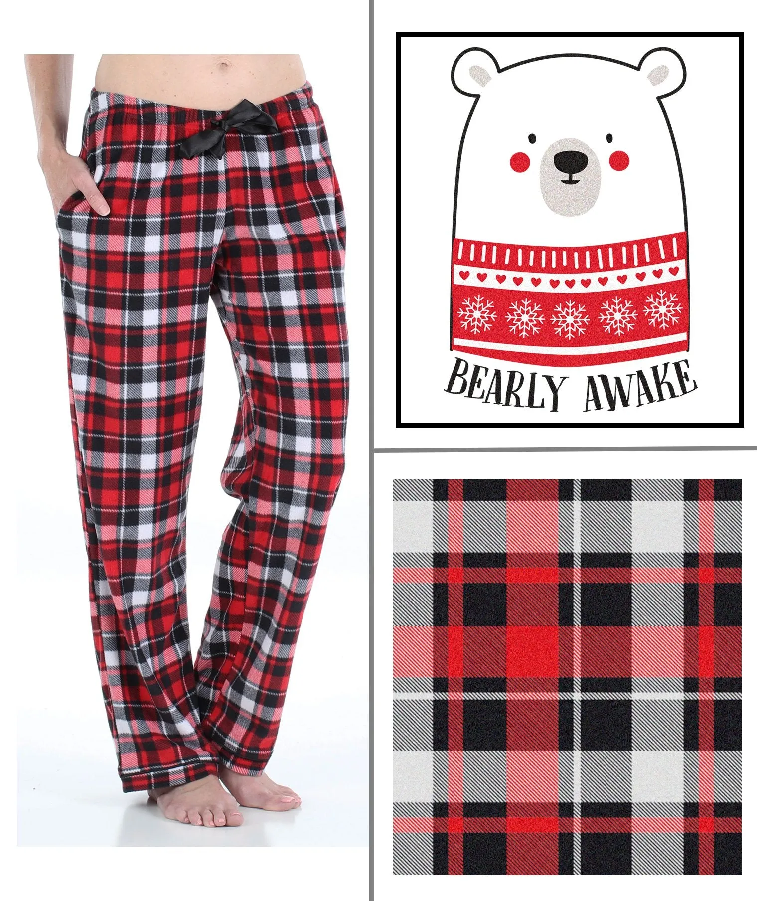 Our Family Pjs Christmas Family Matching Fleece Red & Black Plaid Pajama Sets