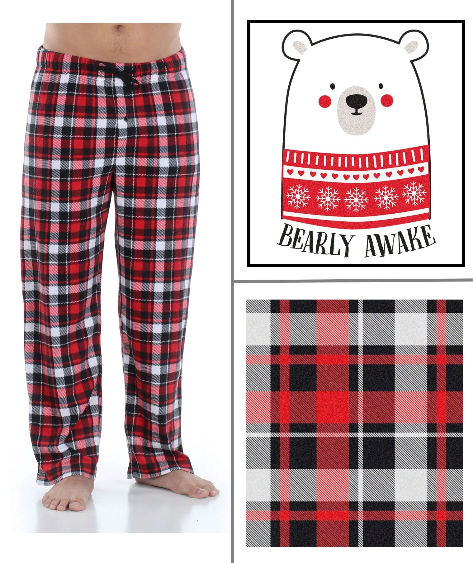 Our Family Pjs Christmas Family Matching Fleece Red & Black Plaid Pajama Sets