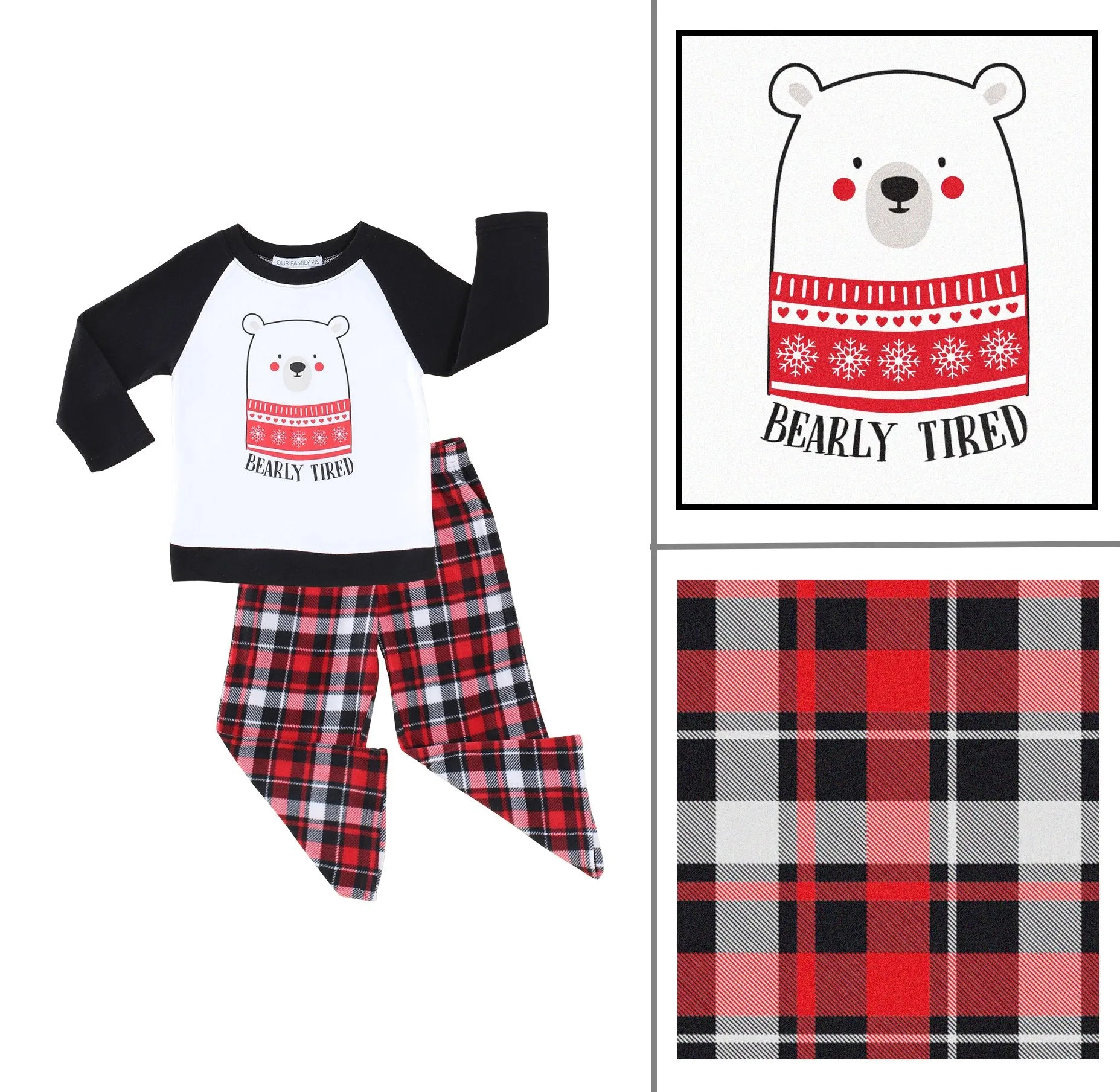 Our Family Pjs Christmas Family Matching Fleece Red & Black Plaid Pajama Sets