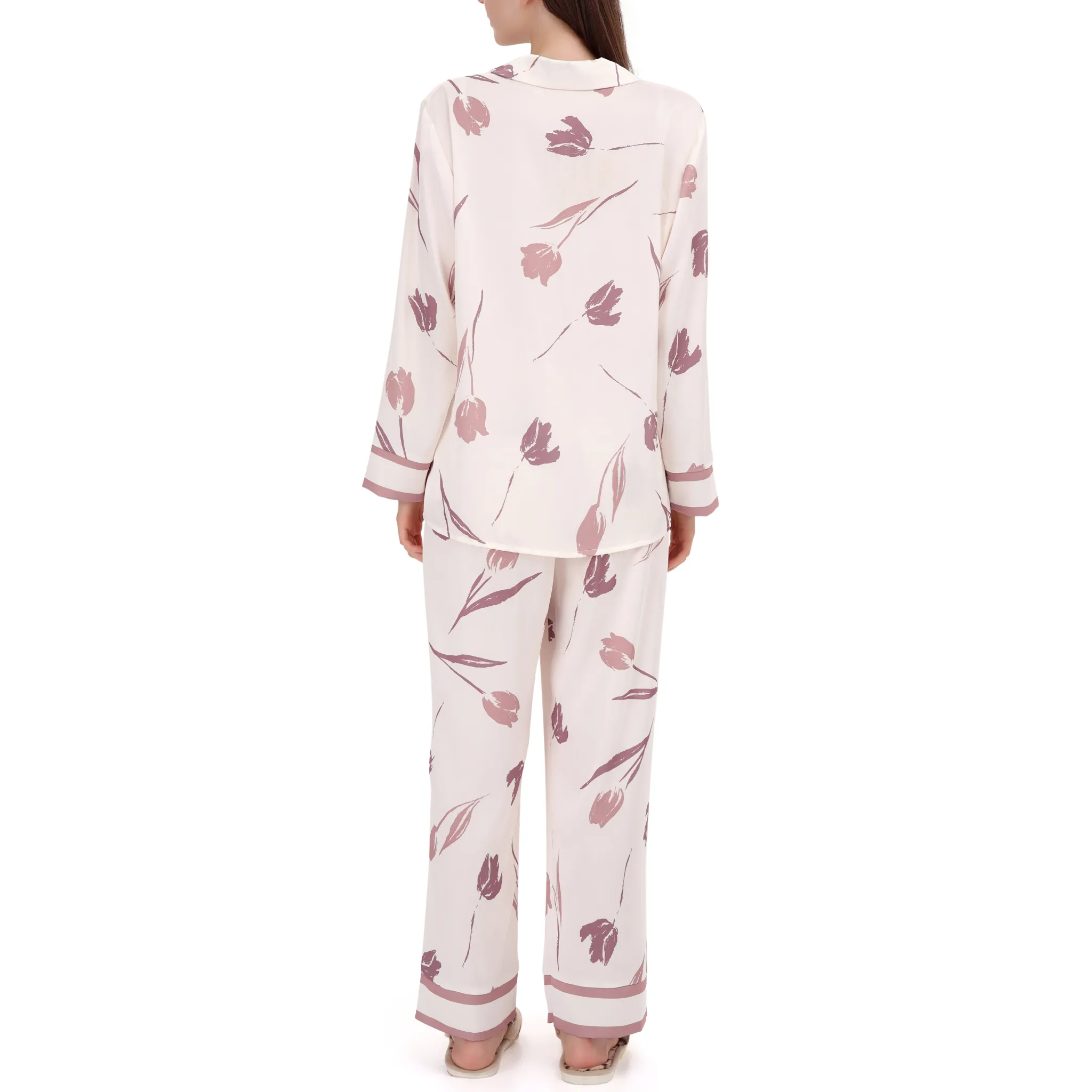 Pajamas Set Long sleeve and Pants Sleepwear Soft and Comfy Button Down Loungewear Relaxed Fit Violet