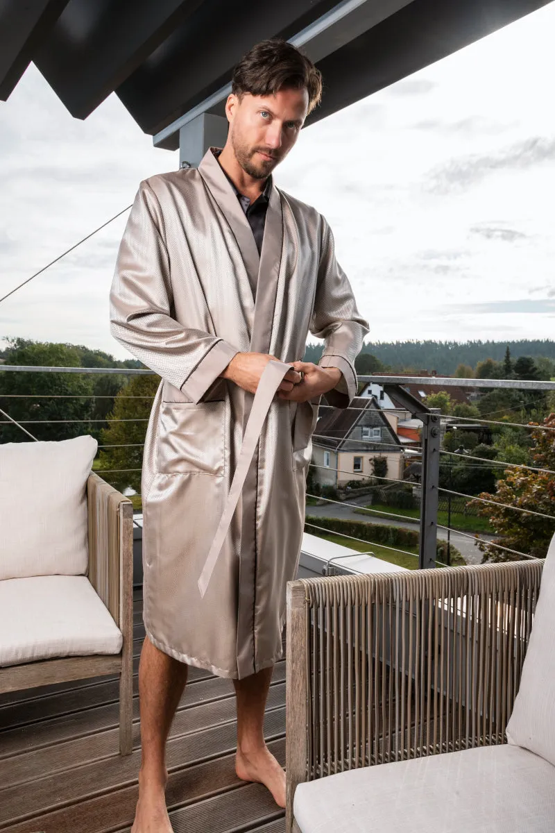 Pure Mulberry Silk Men's Handcrafted Jacquard Robe