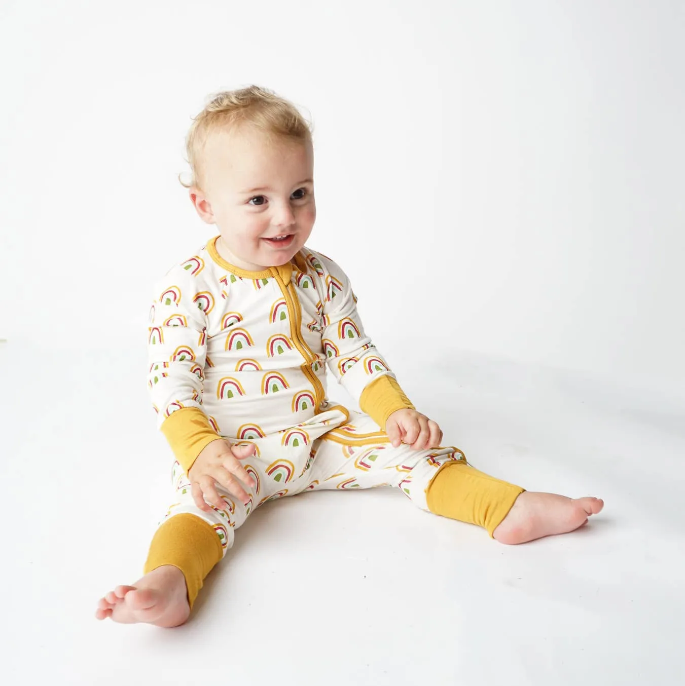 Rainbow Neutral Bamboo Footie Onesie