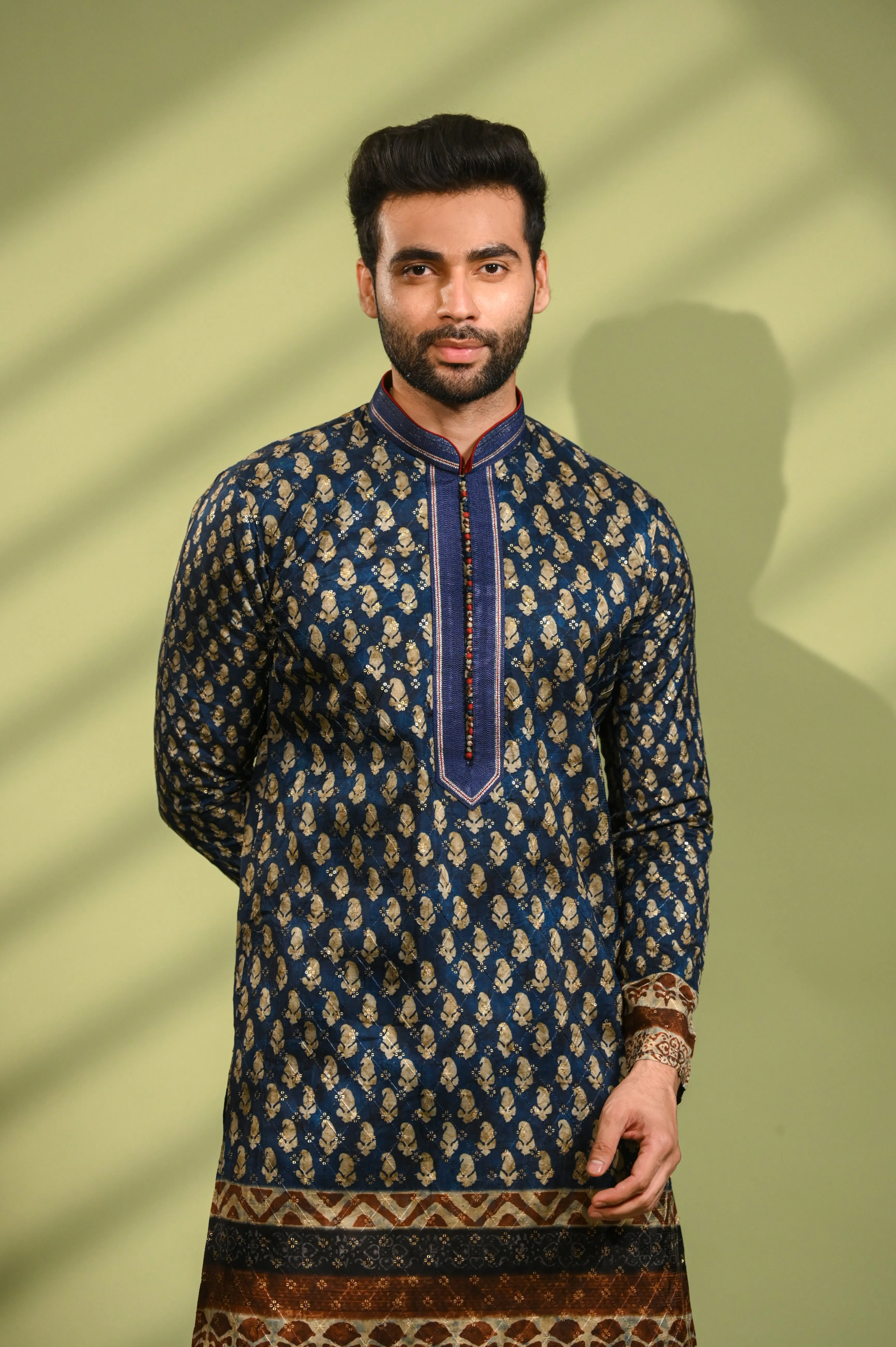 Rama Wedding Kurta Paijama Set in Sequence Work