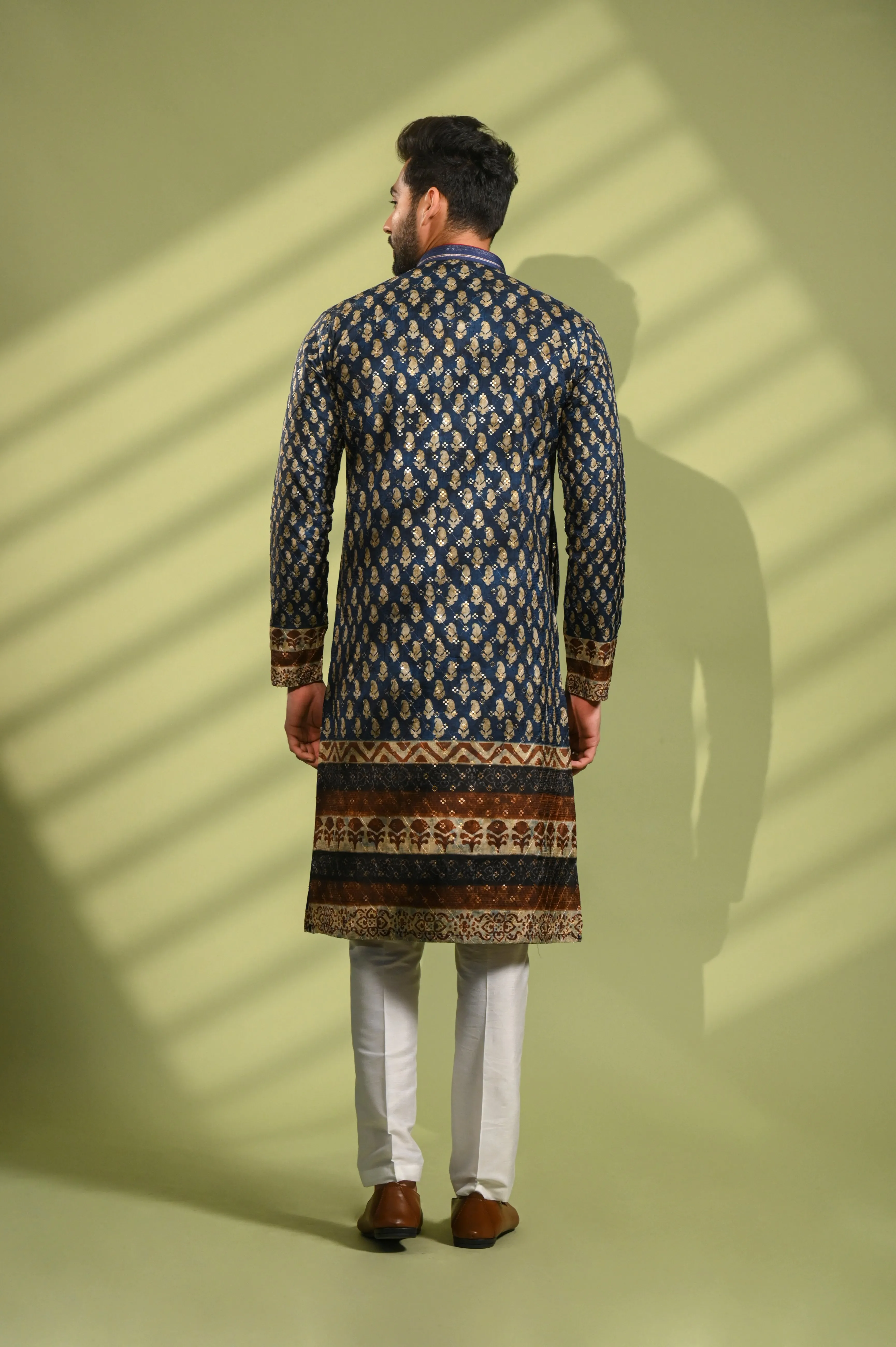 Rama Wedding Kurta Paijama Set in Sequence Work