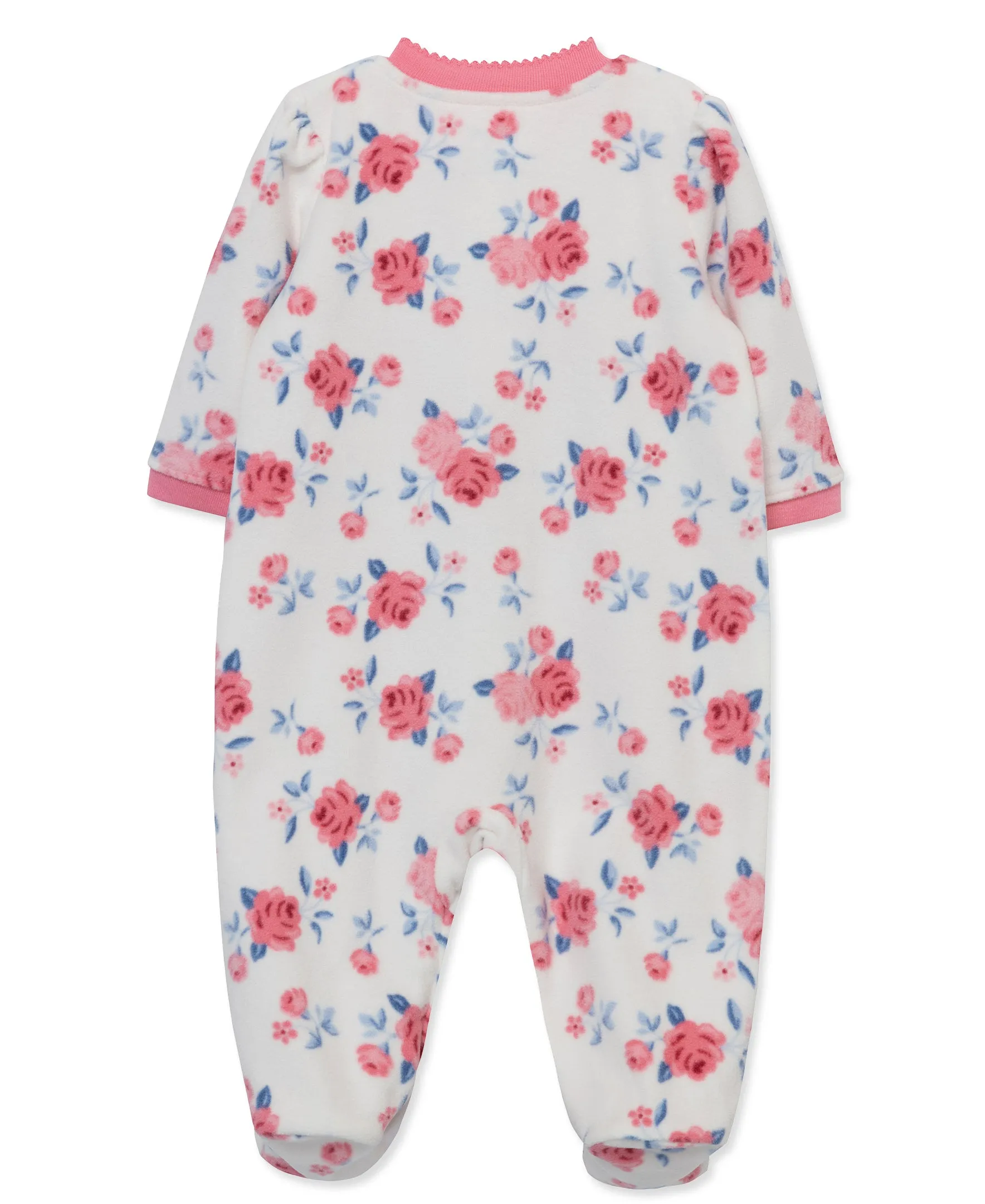 Rose Fleece Zip Front Sleeper Footie (12M-24M)