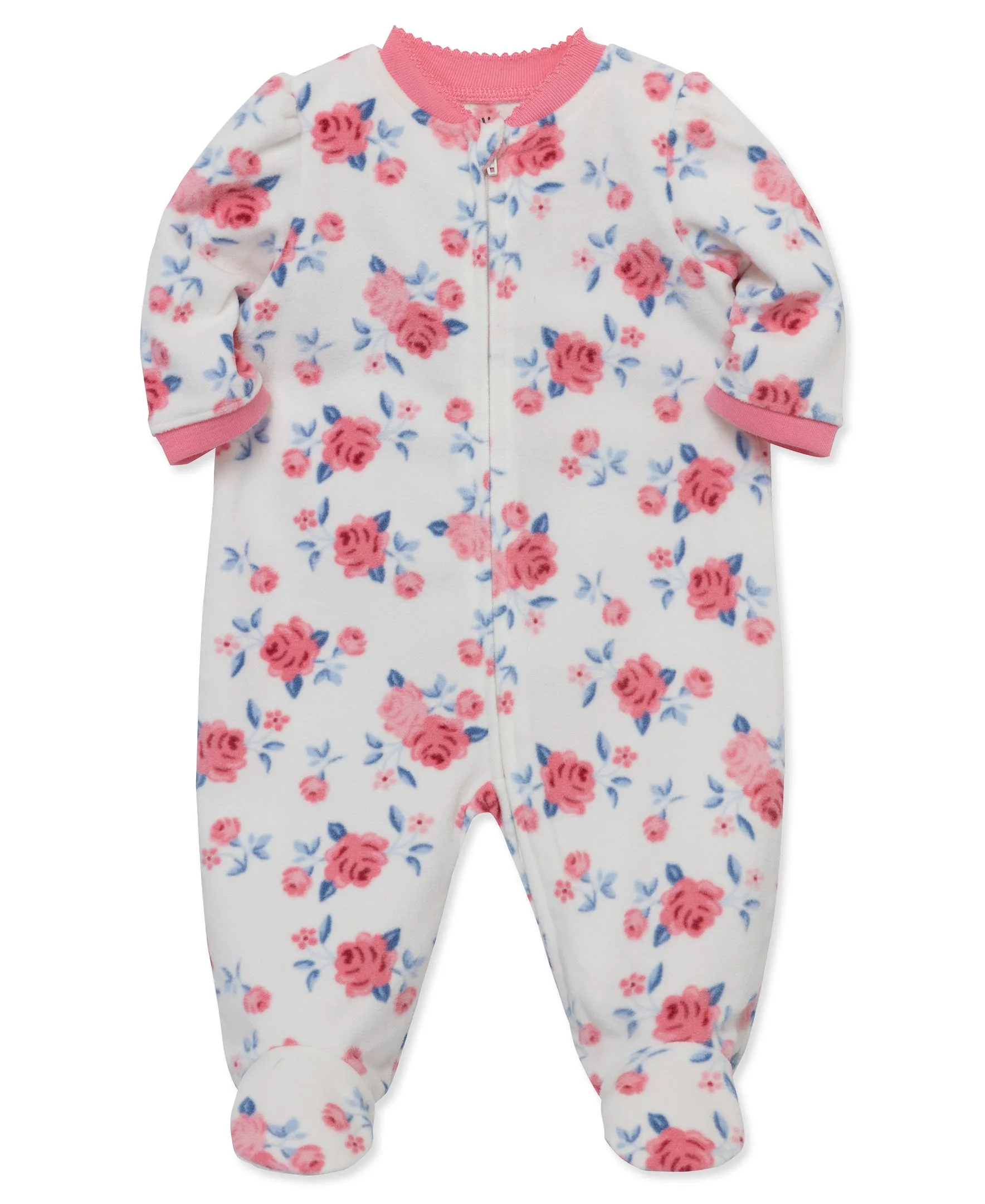 Rose Fleece Zip Front Sleeper Footie (12M-24M)