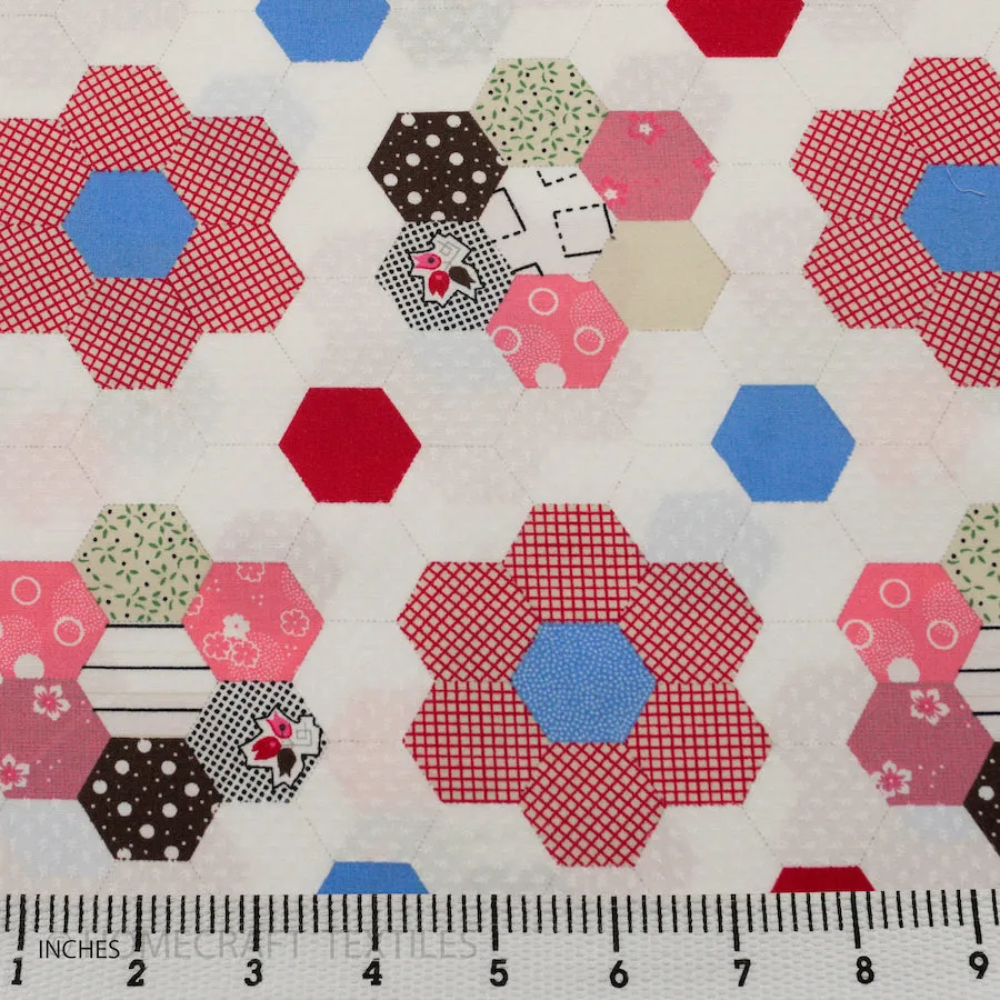 Rose Hexagons Cotton Print