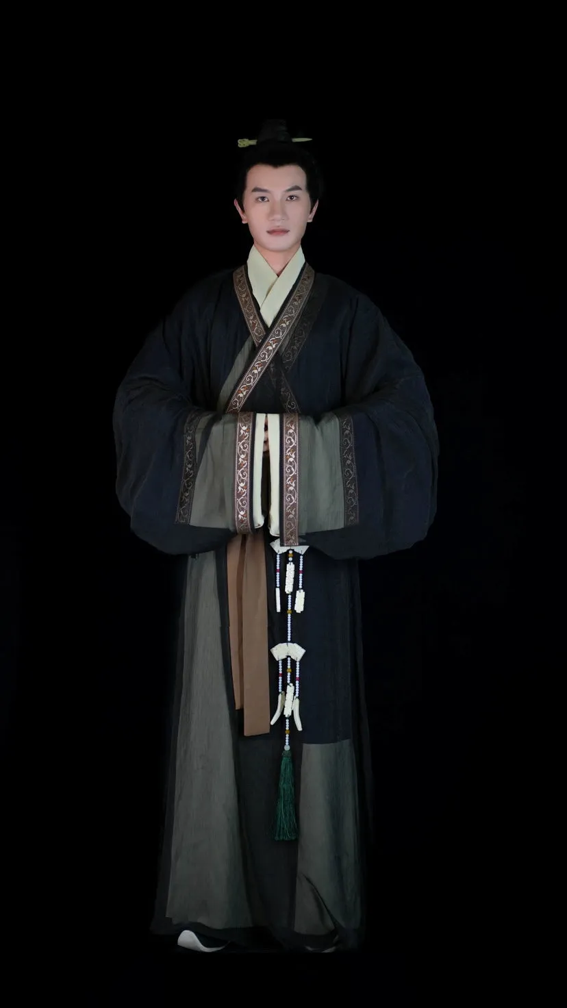 Shen Lan 深蓝 Deep Blue Han Dynasty Mawang Tomb Restoration Unisex Zhiju Robe