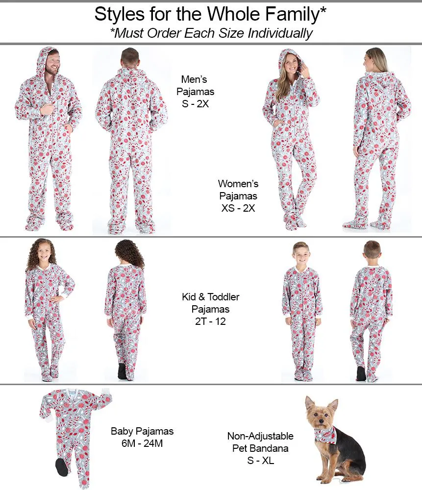 SleepytimePjs Family Matching Christmas Fleece Candy Cane Footed Onesie Pajamas