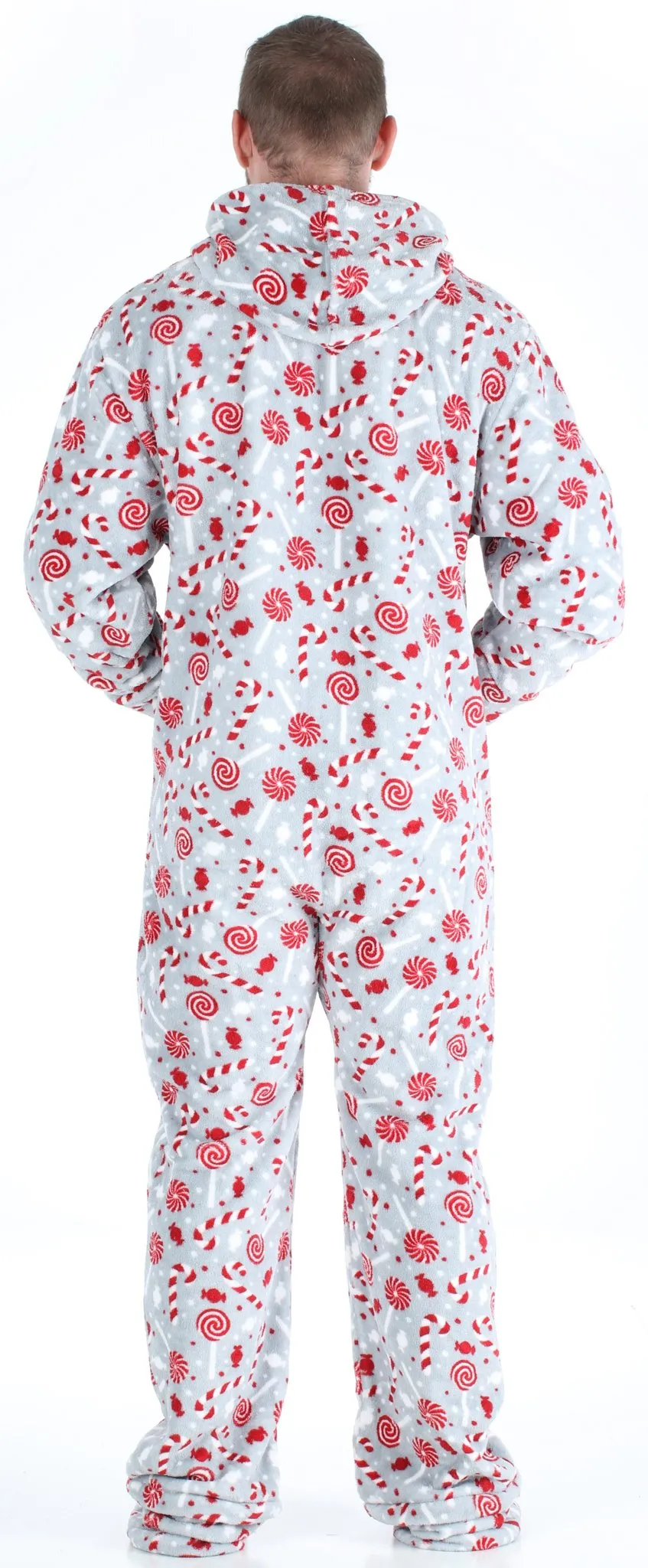 SleepytimePjs Family Matching Christmas Fleece Candy Cane Footed Onesie Pajamas