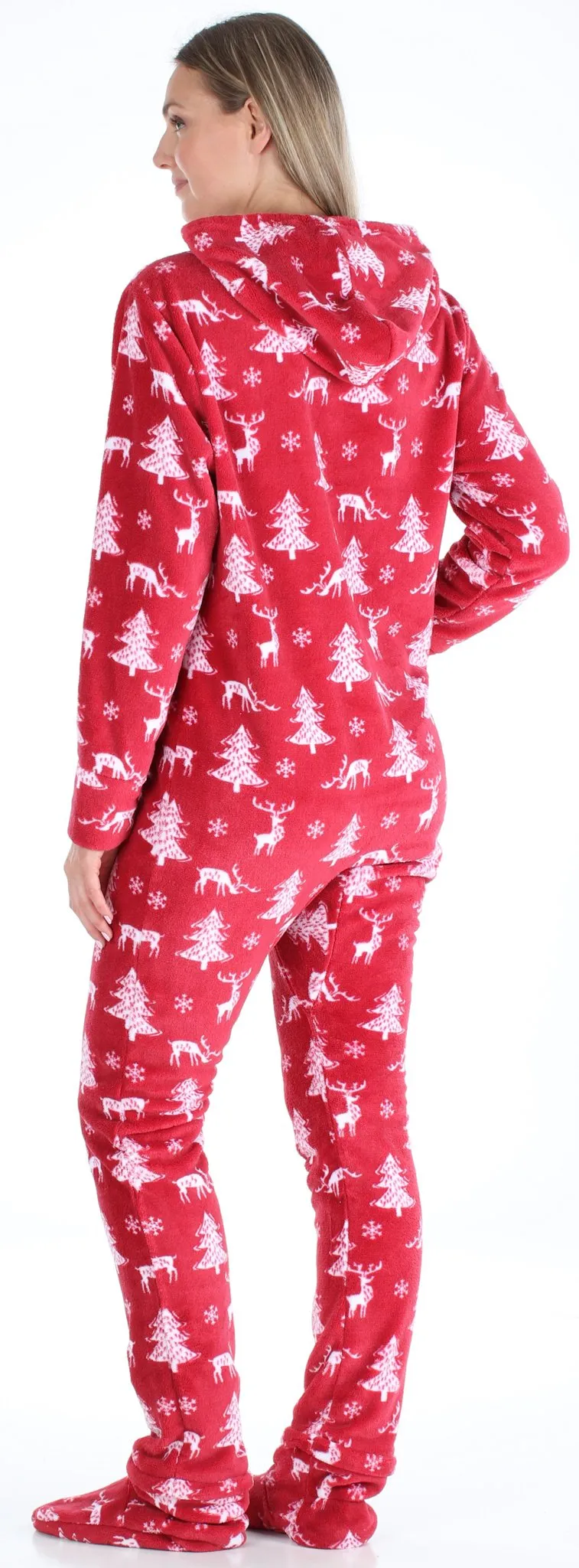 SleepytimePjs Family Matching Fleece Cranberry Deer Footed Onesie Pajamas