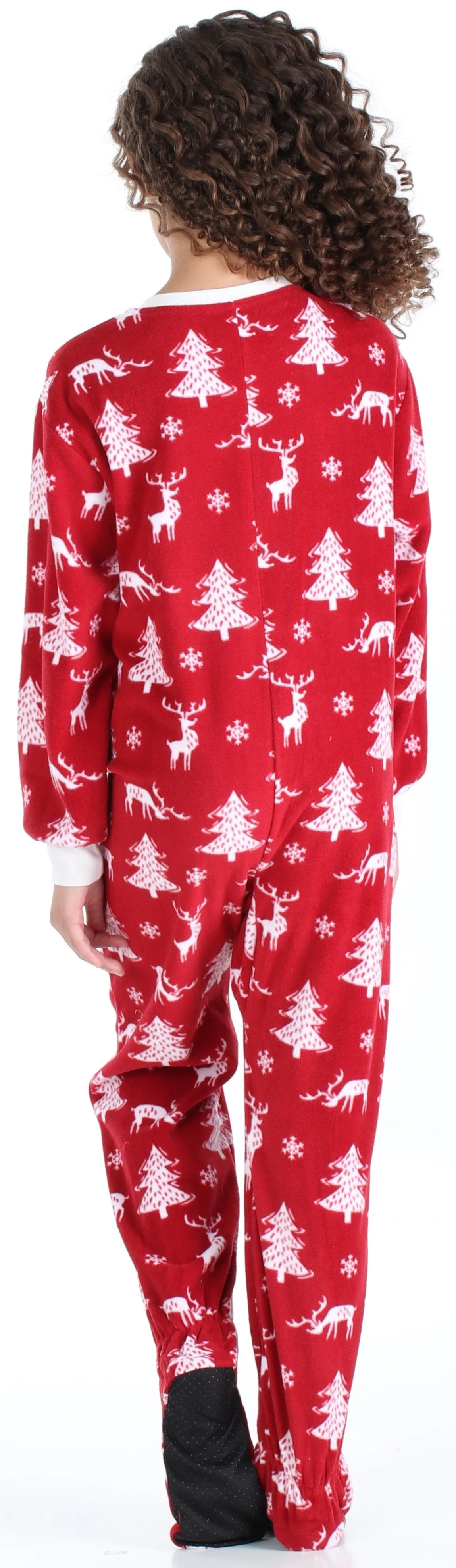 SleepytimePjs Family Matching Fleece Cranberry Deer Footed Onesie Pajamas