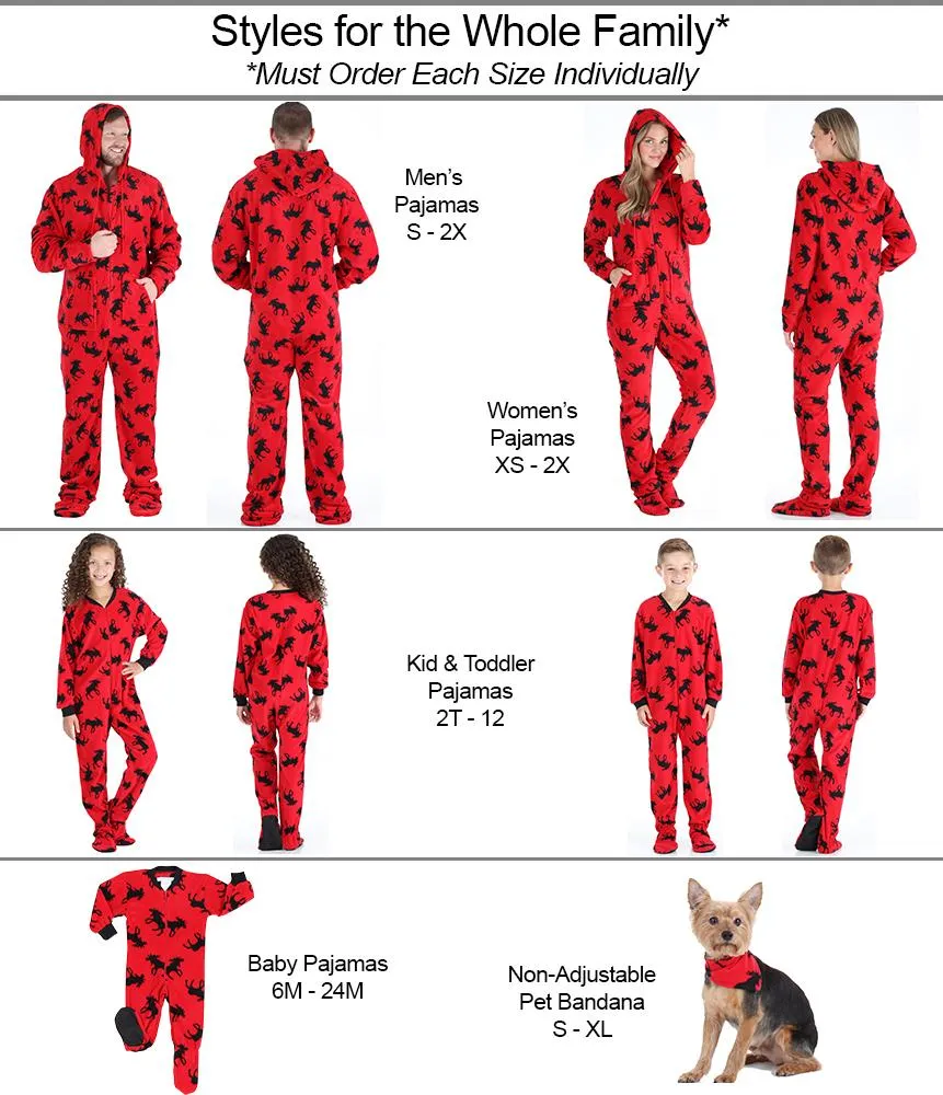 SleepytimePjs Family Matching Fleece Red and Black Moose Onesie Footed Pajamas