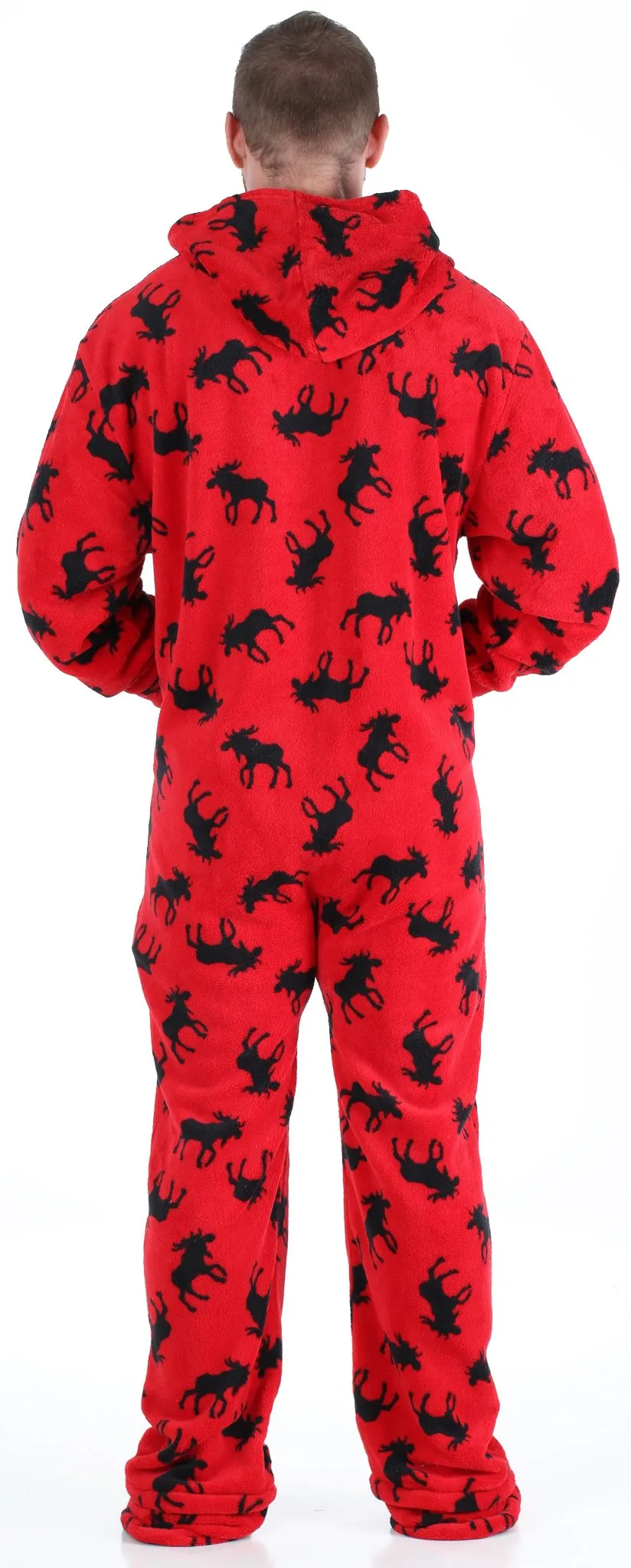 SleepytimePjs Family Matching Fleece Red and Black Moose Onesie Footed Pajamas