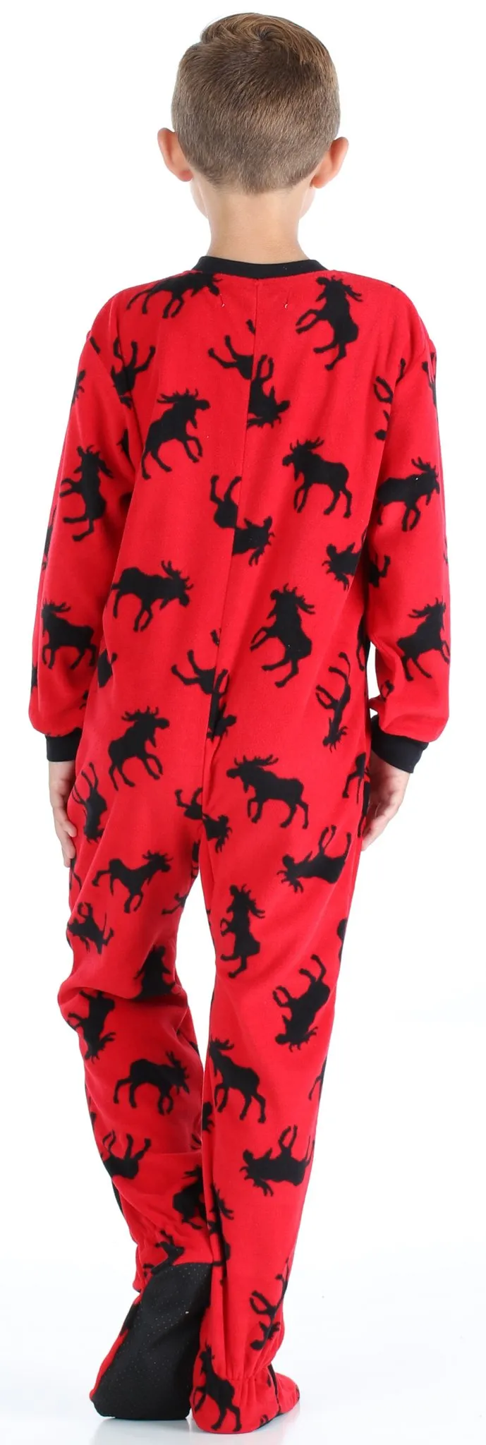 SleepytimePjs Family Matching Fleece Red and Black Moose Onesie Footed Pajamas