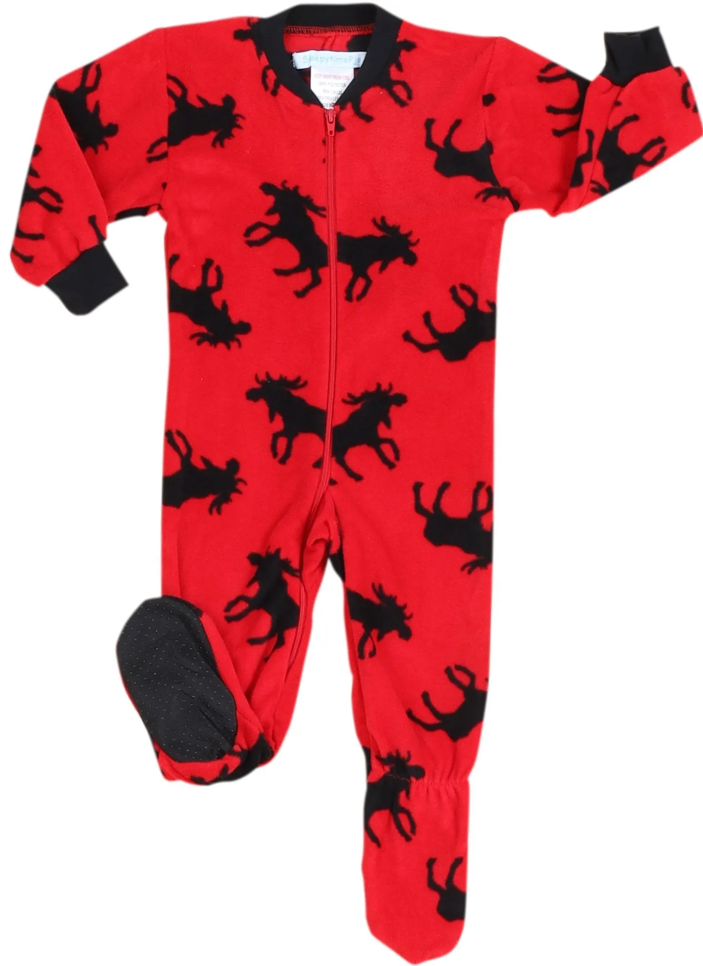 SleepytimePjs Family Matching Fleece Red and Black Moose Onesie Footed Pajamas