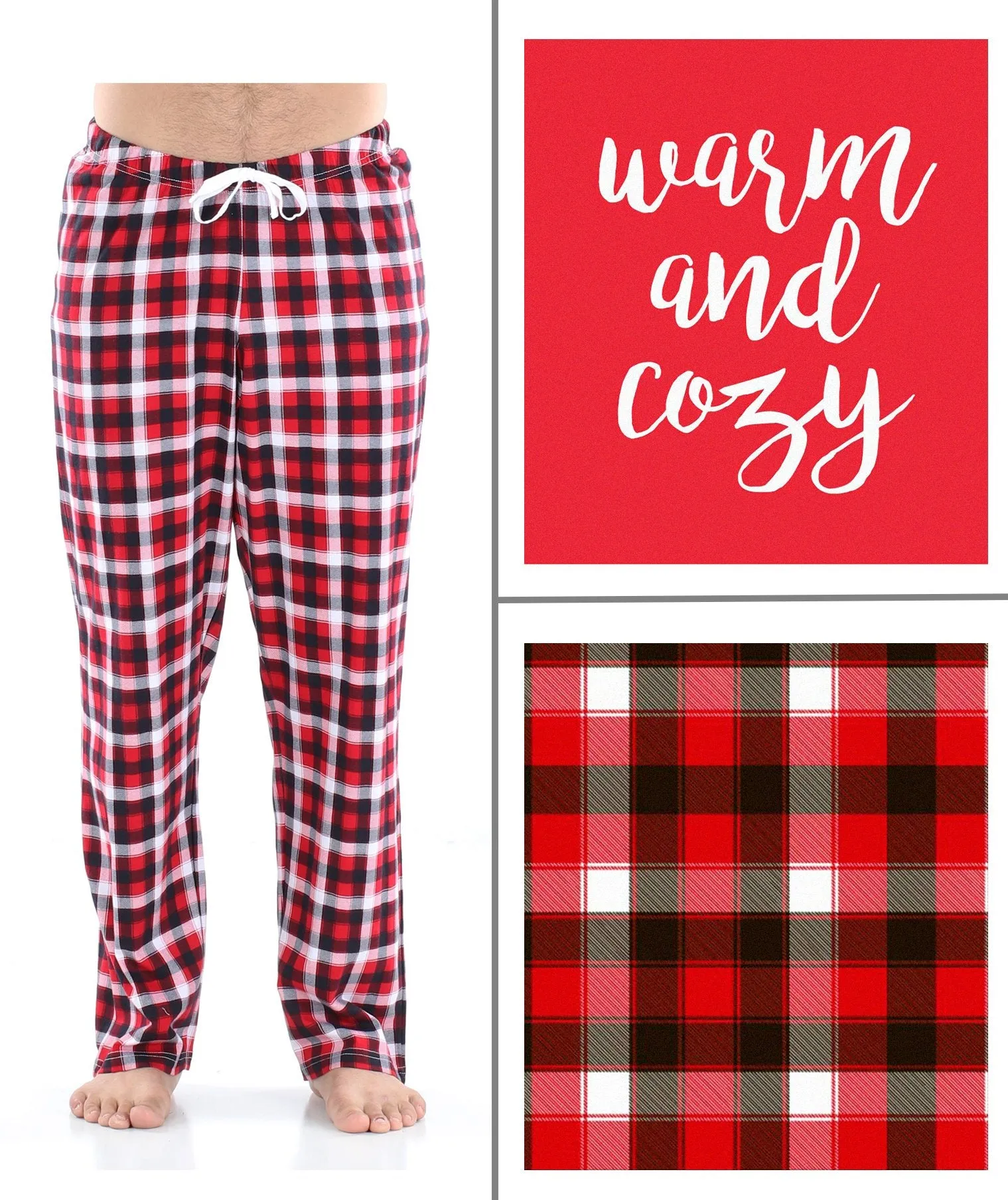 SleepytimePjs Red Plaid Holiday Family Matching Warm and Cozy Pajama Sets