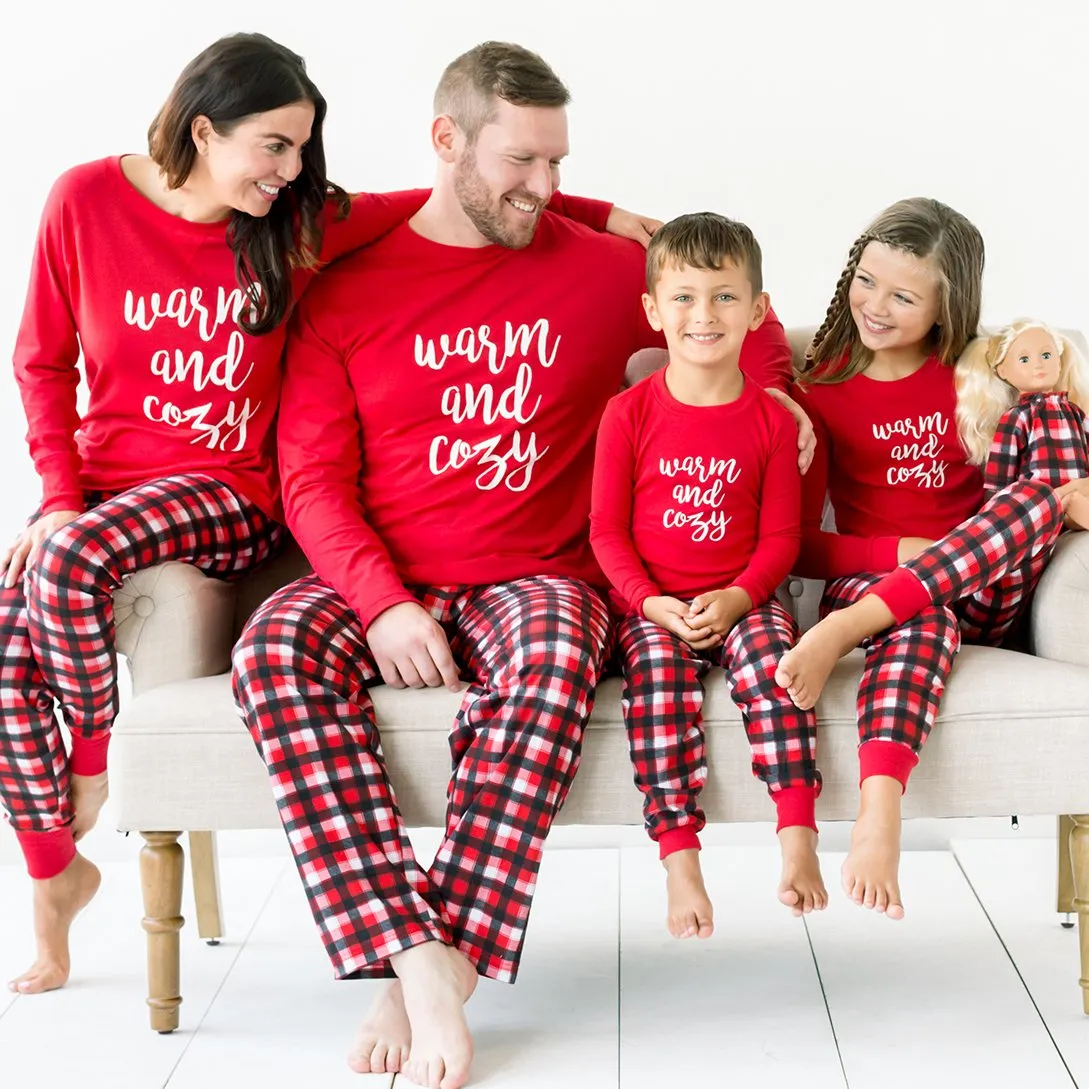 SleepytimePjs Red Plaid Holiday Family Matching Warm and Cozy Pajama Sets