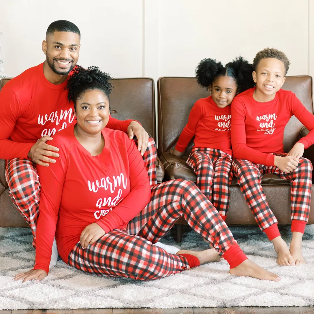 SleepytimePjs Red Plaid Holiday Family Matching Warm and Cozy Pajama Sets