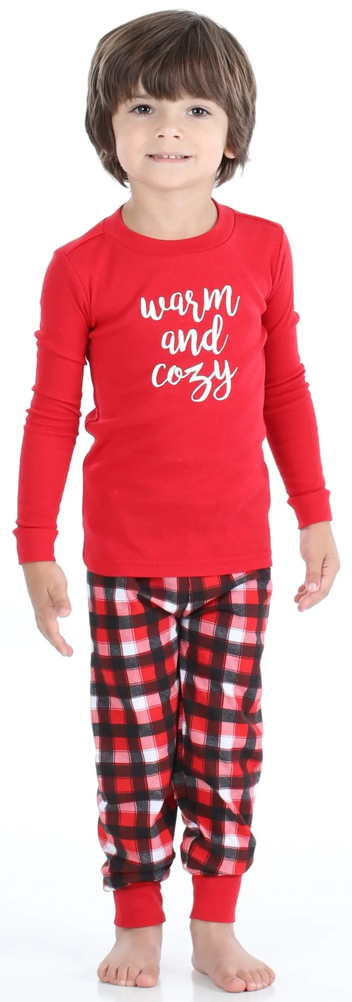 SleepytimePjs Red Plaid Holiday Family Matching Warm and Cozy Pajama Sets